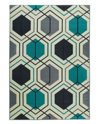 Beliani Multicolour Geometric Area Rug 140 X 200 Cm Polyester - thumbnail 1