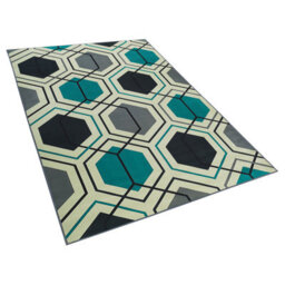 Beliani Multicolour Geometric Area Rug 140 X 200 Cm Polyester - thumbnail 3