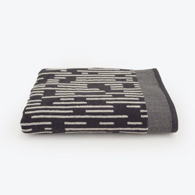 Allure Bath Fashions Pop Up Zero Twist Barcode Stripe Bath Sheet - Dark Steel - image 1