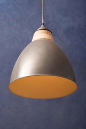 Orsina Grey Extra Large Pendant Light, Scandi Bell-Shaped Industrial Ceiling Lamp, 1M Cord With Matching Rose - thumbnail 2