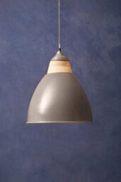 Orsina Grey Extra Large Pendant Light, Scandi Bell-Shaped Industrial Ceiling Lamp, 1M Cord With Matching Rose - thumbnail 3