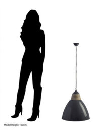 Orsina Grey Extra Large Pendant Light, Scandi Bell-Shaped Industrial Ceiling Lamp, 1M Cord With Matching Rose - thumbnail 4