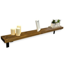Radiator Shelf Wall Mounted Solid Wood, Narrow Radiator Cover 15Cm Deep Rustic Handmade In Uk (Tudor Oak, 120Cm) By Mkgt - thumbnail 1