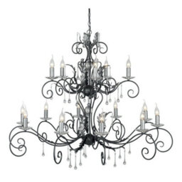 Elegant 15 Bulb Handmade Chandelier Pendant Light In Black And Silver Finish