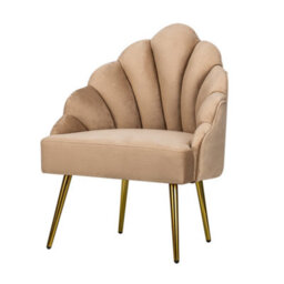 Nordlys Beige Velvet And Metal Lounge Chair Vintage Style Living Room - thumbnail 1