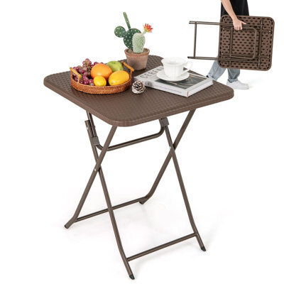 Costway Folding Picnic Camping Table Portable Indoor Outdoor Table-Brown - image 1