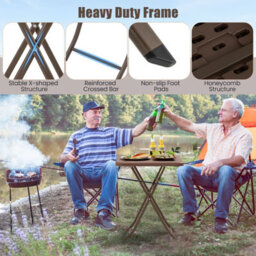 Costway Folding Picnic Camping Table Portable Indoor Outdoor Table-Brown - thumbnail 5