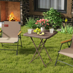 Costway Folding Picnic Camping Table Portable Indoor Outdoor Table-Brown - thumbnail 4