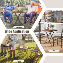 Costway Folding Picnic Camping Table Portable Indoor Outdoor Table-Brown - thumbnail 8