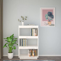 Berkfield Book Cabinet/room Divider White 60X35X103 Cm Solid Wood Pine - thumbnail 3
