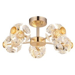 Luminosa Lighting Luminosa Floriella Ceiling Light Gold Colors Crystals Clear Glass Shade Led 3000K - thumbnail 1