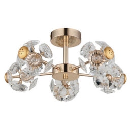 Luminosa Lighting Luminosa Floriella Ceiling Light Gold Colors Crystals Clear Glass Shade Led 3000K - thumbnail 2