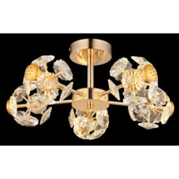 Luminosa Lighting Luminosa Floriella Ceiling Light Gold Colors Crystals Clear Glass Shade Led 3000K - thumbnail 3