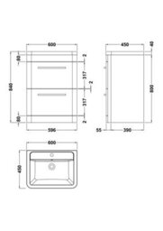 Hudson Reed Solar Floor Standing 2 Drawer Vanity Unit & Ceramic Basin, Fern Green Matt, 600 X 840 X 445mm - thumbnail 6
