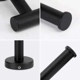 New Stainless Steel Toilet Roll Holder And Towel Ring Set Bathroom Wall Mounted - Black (Toilet Roll + Ring Set) - thumbnail 6