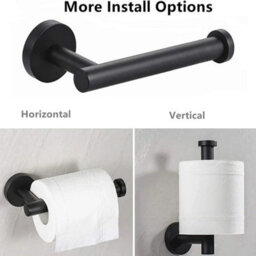 New Stainless Steel Toilet Roll Holder And Towel Ring Set Bathroom Wall Mounted - Black (Toilet Roll + Ring Set) - thumbnail 3