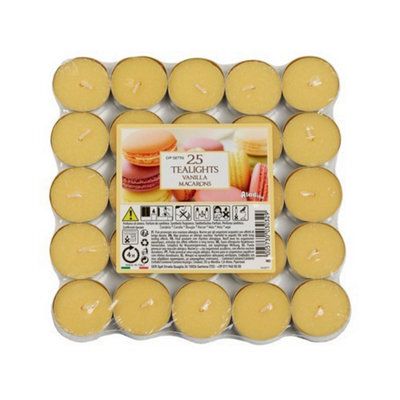 Aladino Vanilla Macaroon Tea Lights (Pack Of 25) Yellow (One Size)