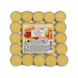 Aladino Vanilla Macaroon Tea Lights (Pack Of 25) Yellow (One Size)