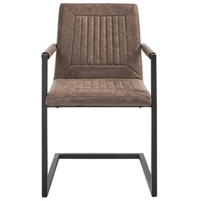 Beliani Luxor Cantilever Conference Chairs Set Of 2 Brown Faux Leather - Powder-Coated Iron Frame - image 1