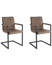 Beliani Luxor Cantilever Conference Chairs Set Of 2 Brown Faux Leather - Powder-Coated Iron Frame - thumbnail 3