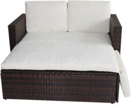 Evre 2 Seater Outdoor Rattan Garden Love Bed Furniture Set Brown For Patio Conservatory - Inc Weekend Delivery - thumbnail 4
