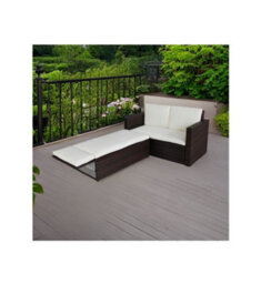Evre 2 Seater Outdoor Rattan Garden Love Bed Furniture Set Brown For Patio Conservatory - Inc Weekend Delivery - thumbnail 2
