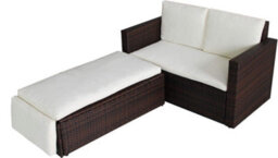Evre 2 Seater Outdoor Rattan Garden Love Bed Furniture Set Brown For Patio Conservatory - Inc Weekend Delivery - thumbnail 1