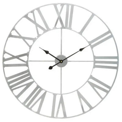 Genova Silver Metal Large Wall Clock 80Cm