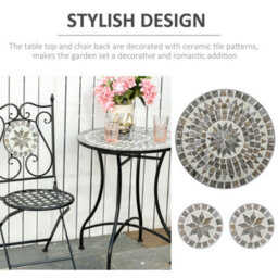 Outsunny 3 Pcs Mosaic Tile Garden Bistro Set Outdoor W/ Table 2 Chairs - thumbnail 6