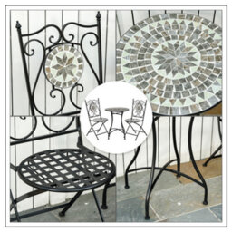 Outsunny 3 Pcs Mosaic Tile Garden Bistro Set Outdoor W/ Table 2 Chairs - thumbnail 7