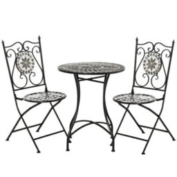 Outsunny 3 Pcs Mosaic Tile Garden Bistro Set Outdoor W/ Table 2 Chairs - thumbnail 2