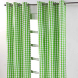 Homescapes Cotton Green Block Check Gingham Eyelet Curtains 137 X 182 Cm - thumbnail 3