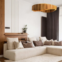 Luminosa Lighting Elstead Horizon 80Cm Cylindrical Pendant Ceiling Light Teak - thumbnail 2