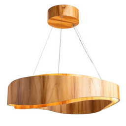 Luminosa Lighting Elstead Horizon 80Cm Cylindrical Pendant Ceiling Light Teak - thumbnail 1
