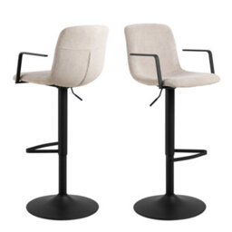 Furniture To Go Pablo Swivel Beige Bar Stool With Adjustable Height Function Set Of 2