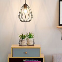 Wyld and Coco Novalux Industrial Black Cage 1-Light Pendant Lamp - Openwork Wire Shade For Modern And Vintage Rooms - thumbnail 2