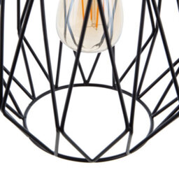 Wyld and Coco Novalux Industrial Black Cage 1-Light Pendant Lamp - Openwork Wire Shade For Modern And Vintage Rooms - thumbnail 3