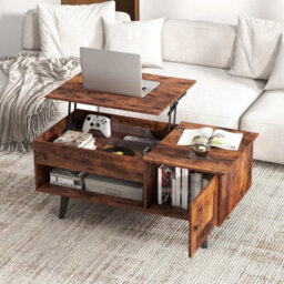 Hidden Compartment Lift Top Coffee Table For Living Room Storage - thumbnail 3