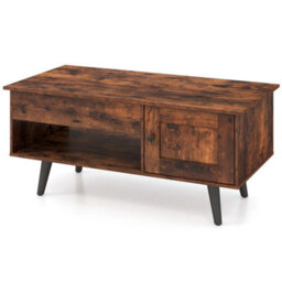 Hidden Compartment Lift Top Coffee Table For Living Room Storage - thumbnail 1