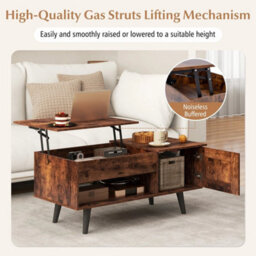 Hidden Compartment Lift Top Coffee Table For Living Room Storage - thumbnail 6