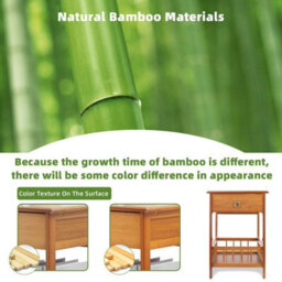 Fativo  78Cm Height 3-Tier Multifunctional Bamboo Bedside Table With Drawer Bedroom Couch Nightstand - thumbnail 5