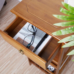 Fativo  78Cm Height 3-Tier Multifunctional Bamboo Bedside Table With Drawer Bedroom Couch Nightstand - thumbnail 6