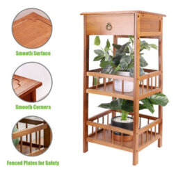 Fativo  78Cm Height 3-Tier Multifunctional Bamboo Bedside Table With Drawer Bedroom Couch Nightstand - thumbnail 3