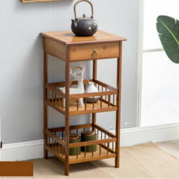 Fativo  78Cm Height 3-Tier Multifunctional Bamboo Bedside Table With Drawer Bedroom Couch Nightstand - thumbnail 8
