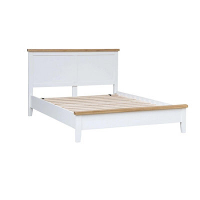 "Home Source Easton Solid Wood With Oak Veneer  White 4' 6"" Double Wooden Bed Frame" - image 1