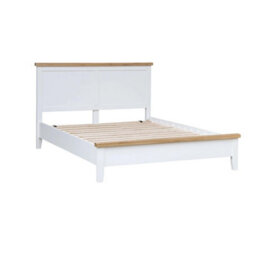 "Home Source Easton Solid Wood With Oak Veneer  White 4' 6"" Double Wooden Bed Frame" - thumbnail 1