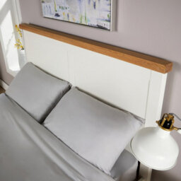 "Home Source Easton Solid Wood With Oak Veneer  White 4' 6"" Double Wooden Bed Frame" - thumbnail 4