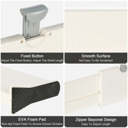 2Pcs White Adjustable Drawer Separators Organizers - thumbnail 4