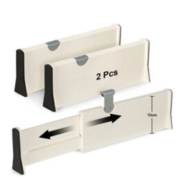 2Pcs White Adjustable Drawer Separators Organizers - thumbnail 1