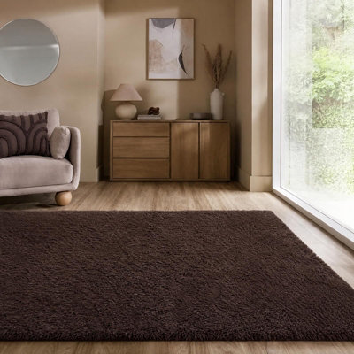Ohs Soft Fluffy Rug Anti-Slip Carpet Area Floor Mat, Chocolate - 160 X 230Cm